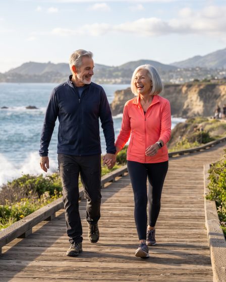 image of an attractive couple walking for good health